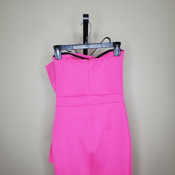 No Brand Strapless Hot Pink Midi Cocktail Dress with Bow, XS - Picture 10 of 10